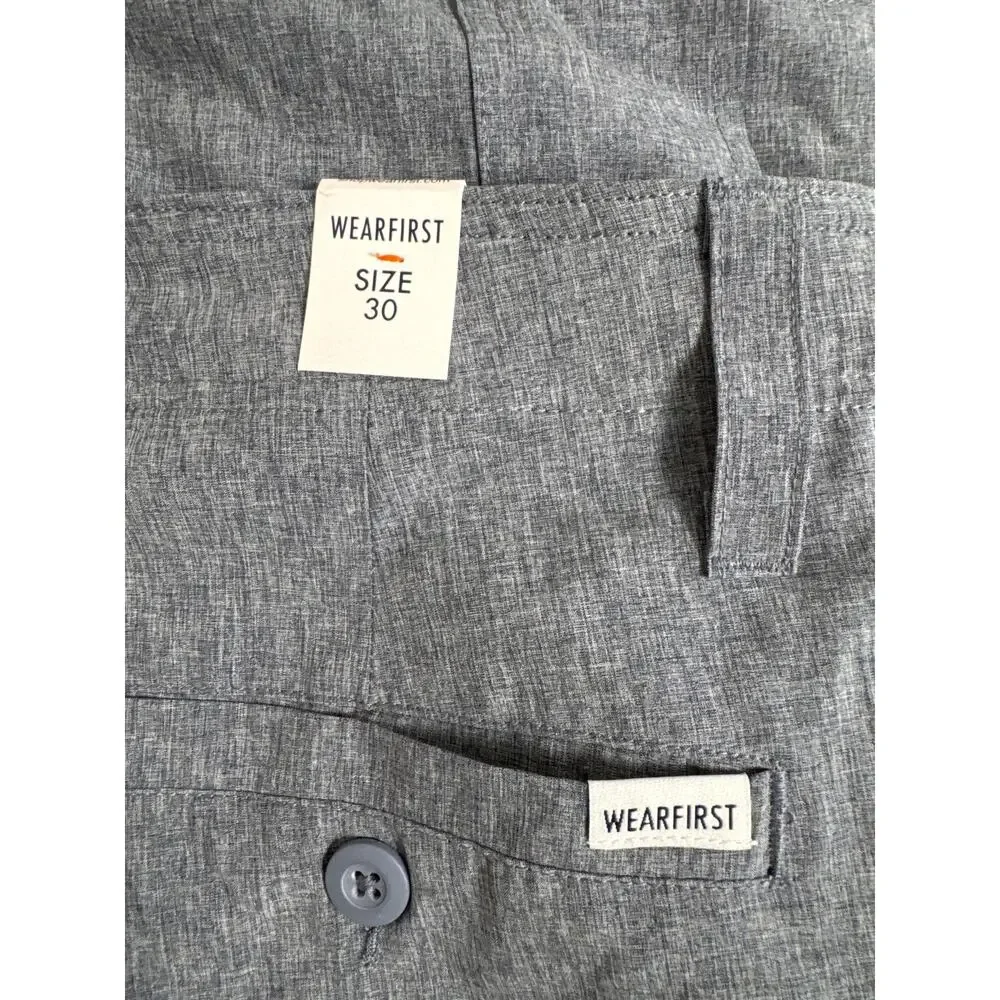 NWT Wearfirst Mens Cationic Cargo Shorts Navy Heather Size 30‎